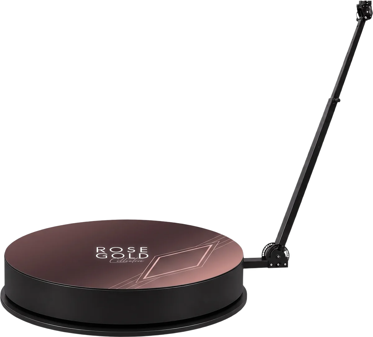 360 camera platform with rotating boom arm, shown in a Rose Gold Collective  custom wrap